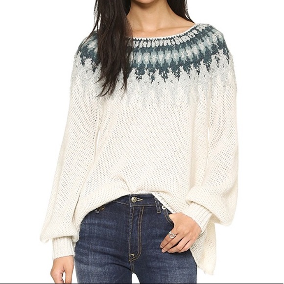 Free People Sweaters - Free People Baltic Fair Isle Sweater Ivory Chunky